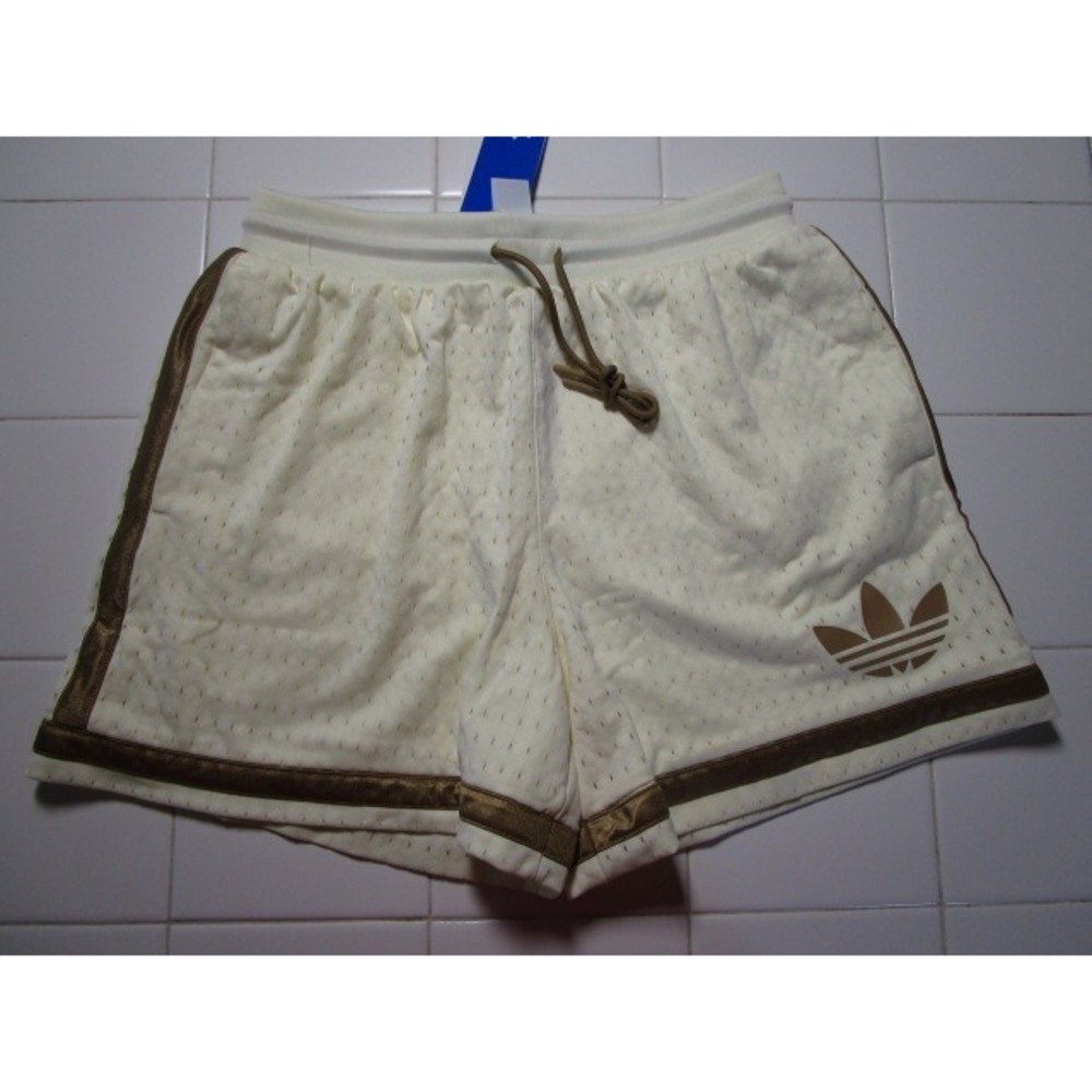 Adidas Originals KE9037 Basketball Warp Knit Shorts Ivory Brown Men's Small